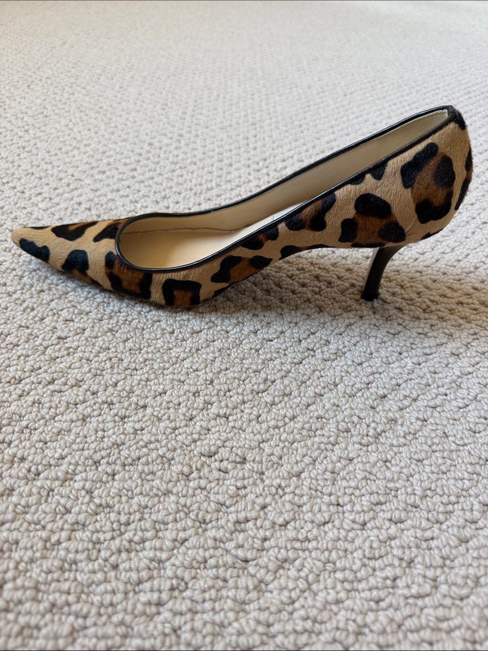 Emma Hope Leopard Print Pointed Toe Pumps - Tan/Black - Picture 7 of 10